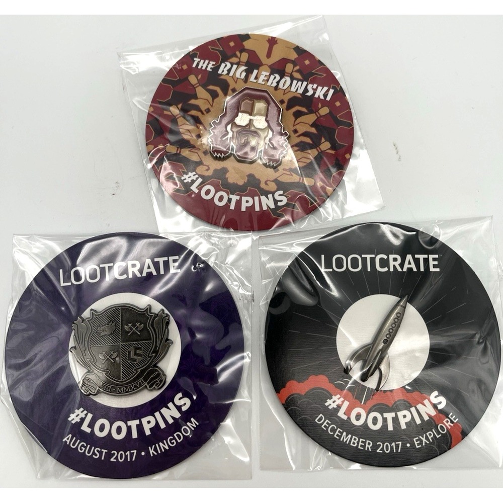 3‎ Loot Crate Pins 2018 The Big Lebowski, 2017 Kingdom & Explore Set of 3 Pins